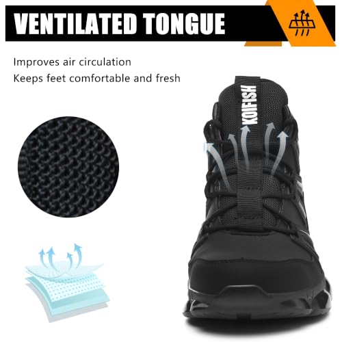 PAQOZKC Waterproof Safety Boots Work Boots Men Women | Synthetic Leather+Closed Tongue, Steel Toe Work Shoes+Kevlar, EN ISO 20345, Air Sole, Safety Shoes