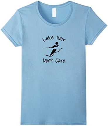 Womens Lake Hair Don't Care Water Ski Wakeboard Jetski Tshirt  Small Baby Blue