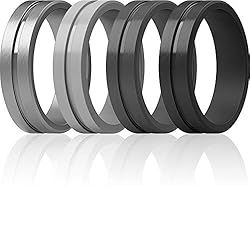 ThunderFit Silicone Wedding Rings For Men, Beveled