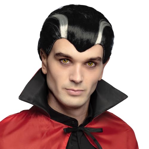 Boland 86339 - Vampir Perücke für Erwachsene, kurze Kunsthaare in Weiß und Schwarz, Halloween Wig