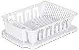 Sterilite 2-piece Large Sink Set Dish Rack Drainer, White (Kitchen)