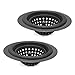 Country Kitchen Set of 2 Sink Strainers -Flexible Silicone Kitchen Sink Drainers, Traps Food Debris and Prevents Clogs, Large Wide 4.5’ Diameter Rim – Black and Gun Metal (Black)