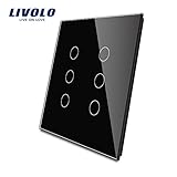 LIVOLO Black US Standard Luxury Tempered Glass Panel for 3 Gang&3 Gang Touch Switch, C5-C3/C3-12