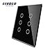 LIVOLO Black US Standard Luxury Tempered Glass Panel For 3 Gang&3 Gang Touch Switch, C5-C3/C3-12