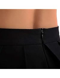 Mini faldas plisadas de cintura alta de algodón negro para dama