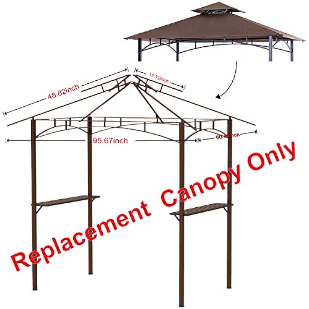 Grill Shelter Replacement Canopy Roof ONLY FIT For Gazebo Model L