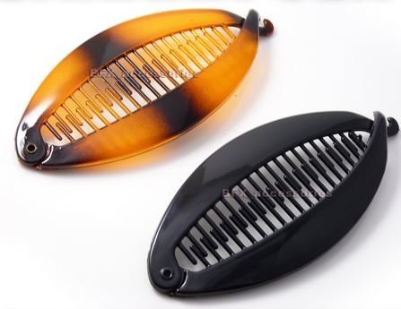 PRETTY BANANA CLIP HAIR COMB FISH CLIP BLACK TORT WOMEN'S LADIES GIRLS 2pcs