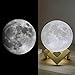 Mydethun 3D Moon Lamp with 7.1' Wooden Base - Mothers Day Gift LED Night Light, Mood Lighting with Touch Control Brightness for Home Décor, Bedroom, Gifts for Women Birthday - White & Yellow