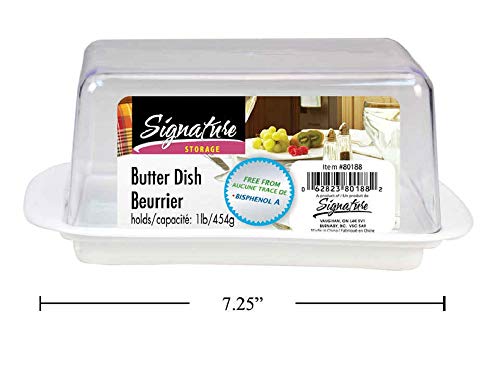 Butter Dish, Holds 1-lb (454g), 5.5x3.5x3.25 Inch