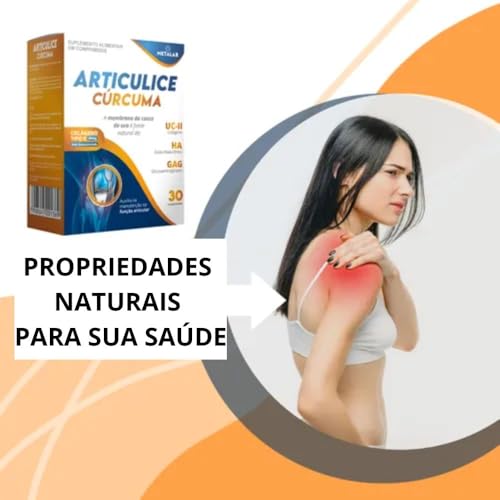 Articulice Curcuma, Colágeno Tipo II 40mg, Suplemento com Ácido Hialurônico e GAG, 30 Comprimidos