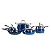 Epicurious Cookware Classic Collection- Induction Dishwasher Safe Oven Safe Non-stick, 11 Piece Aluminum Blue Cookware Set