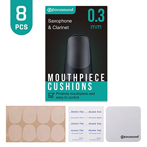 Focusound Saxophone & Clarinet Mouthpiece Cushions, Thin, 0.3mm Clear, 8-Pack