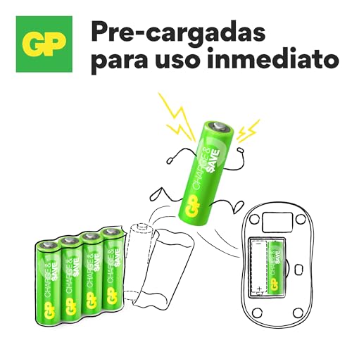 GP Pilas Recargables AAA Batteries, Paquete de 6 Pilas – Alta Capacidad, Larga Duración, Alto Rendimiento – Baterías Recargables AAA Ideales para Juguetes, Controladores, Mandos, Adornos de Navidad
