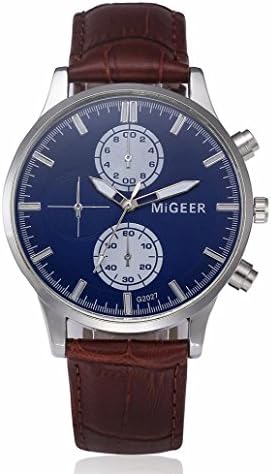 Men's Watch, IKevan MIGEER Men Business Watch Artificial Leather Band Analog Alloy Wrist Watch (Brown)