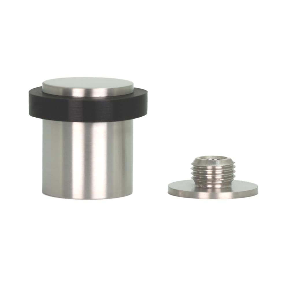 EVI Herrajes | Door Stop | Stainless Steel | 24 x 30 mm | Screwed Threaded Base | Matte Finish | Includes Screw + Mounting Plug | Mod. I-199/24X30-CBAM