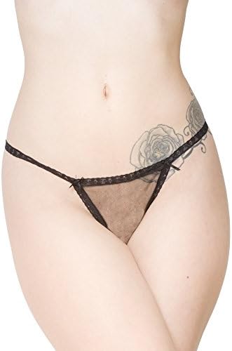 Sexy Lingerie Women's Thong White Lace Heart Shape Front Open Crotch Bow Detail