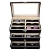 AUTOARK Carbon Fiber Leather 18 Piece Eyeglasses Storage and Sunglass Glasses Display Drawer Lockable Case Organizer,Black,AW-057