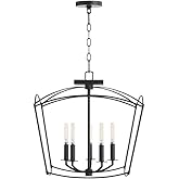 Quorum Lighting Mantle - 5 Light Convertible Pendant-19 Inches Tall and 18.5 Inches Wide-Matte Black Finish -Traditional Inst