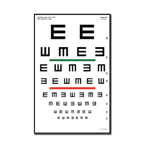 Gima - TumblingE Optometric Chart, with Red and Green bar, Dimension 23 x 35.5 cm, Distance 6.1 m
