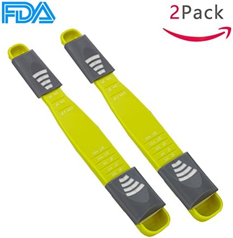Adjustable Measuring Spoon for Measuring Dry/Liquid Ingredients Tea Coffee Salt Bread Flour ,Teaspoon Coffee Spoon Set Of 2 , Green