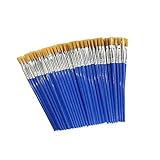 Children's Art Paintbrushes,Little Painting Brushes for Kids with Flat Tip Blue 14cm (100 Pieces)