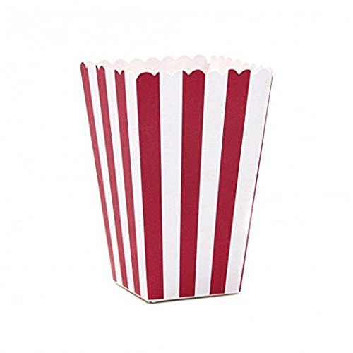 Popcorn Boxes, Classic Popcorn Containers Paper Bags Stripe Box White Red Striped for Party Favor, 24 PCS