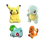 Plush toys Pikachu Bulbasaur Squirtle Charmander Soft Plush (4 Pieces)By Square Imports