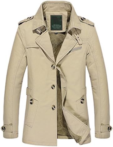 Lega Men's Fur Lining Thick Coat &amp; Jacket Stand Collar Outerwear(Khaki,US X-Small/Asian XL)