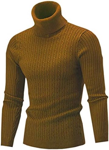 Cameinic Men's Casual Slim Fit Turtleneck Pullover Sweaters with Twist Patterned