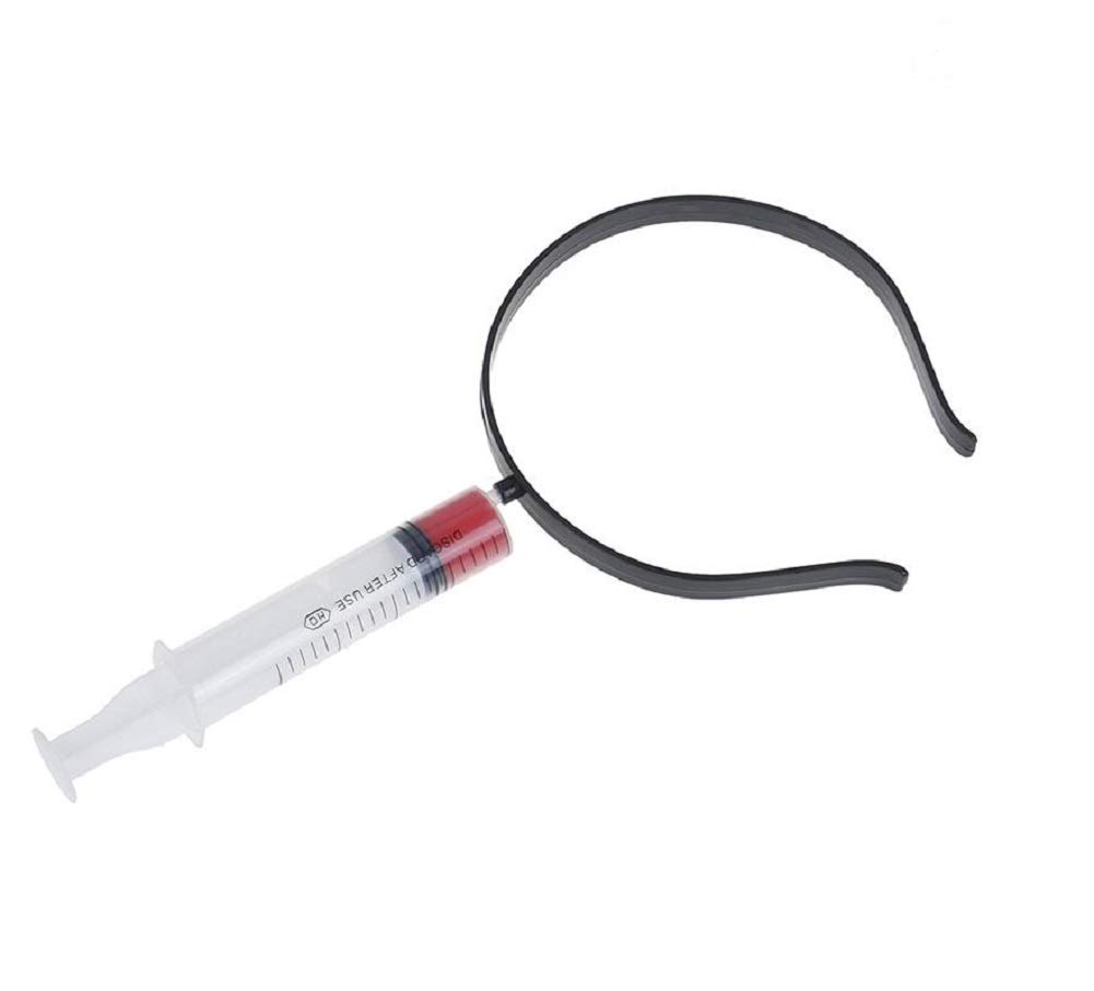 Matissa Halloween Scary Headband Fake Plastic Through Head Bleeding Knife Scissors Weapon Funny Costume Accessory (Injector)