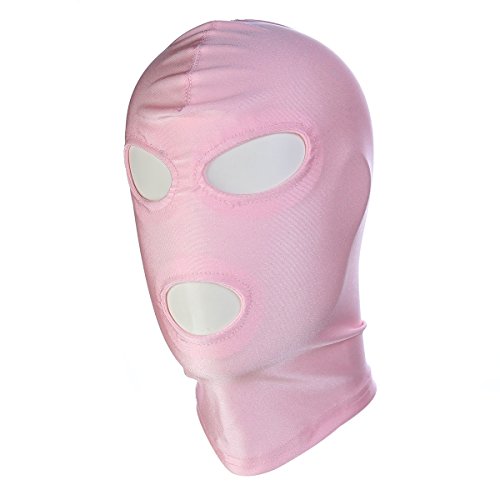 HOT TIME Unisex Lycra Spandex Zentai Hood Mask (S-Small, Pink-Open Eyes Mouth)