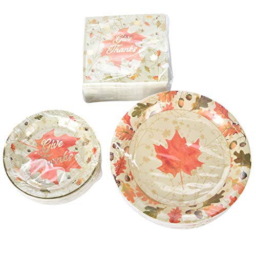 Gift Boutique Thanksgiving Fall Plates & Napkins Autumn Leaves for 50