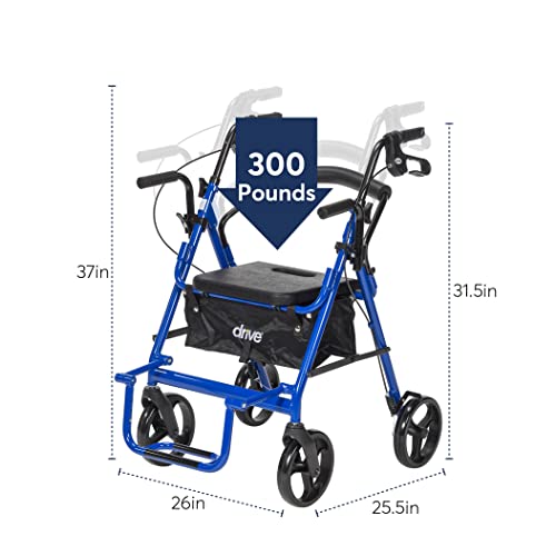 Drive Medical 795B Duet Folding Transport Wheelchair and Rollator