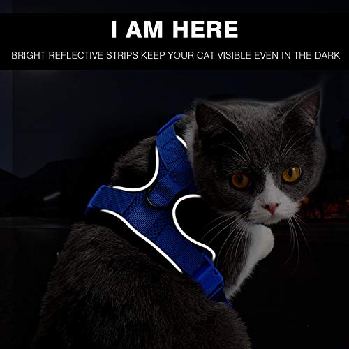 Kamots Beauty Cat Harness Escape Proof Small Cat and Dog Harness and Leash Adjustable Cat Soft Mesh Vest with Reflective Strap for Walking Small Pet Puppy Kitten Rabbit(Blue xs)