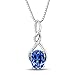 Lab Created Blue Sapphire Necklace Diamond Accent in Sterling Silver - 18 Inch Chain