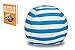 Storage Bean Bag Chair For Kids - 100% Cotton - Great for Decluttering Kids Rooms - Toy Organizer Storage Solution, Stuffed Toys, Clothes, Sheets, Towels (Blue)