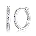 Silver Cubic Zirconia Comfort Fit Hoop Earring-giftboxed