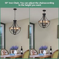 CWarmozy 16.5" Black Rustic Chandelier for Dining