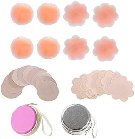SparkleLife 14 Pairs Pasties with Travel Storage Case Womens Disposable Adhesive Nipple Covers Silicone Pasties Breast Petal Pads Patches