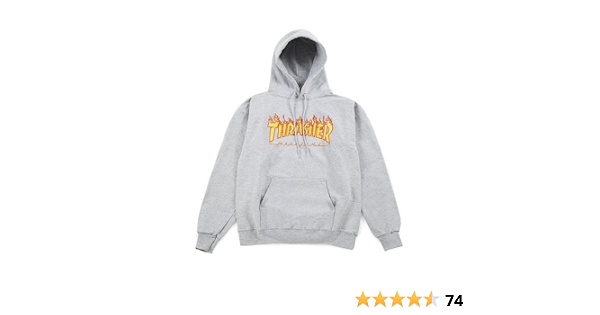 Thrasher Flame Hoodie - Grey - SM : Sports \u0026 Outdoors