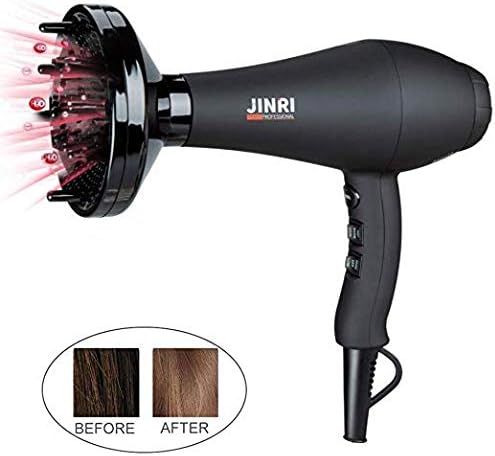 Jinri 1875W Far Infrared Powerful Salon Hair Dryer Negative Ionic Anti-frizz Blow Dryer with Diffuser and Comb, Black