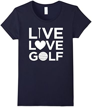 Women's Live Love Golf Sports Humor Player Course Tee Large Navy