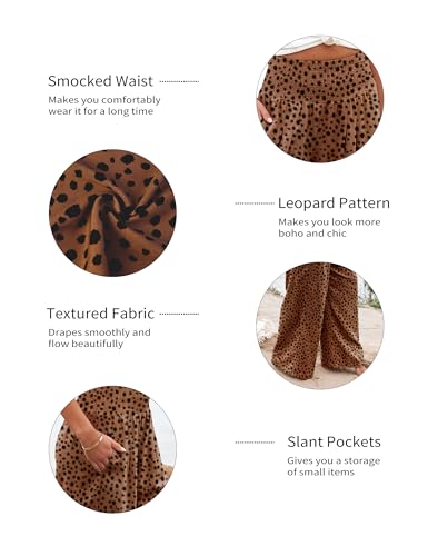 Rheane Palazzo Pants for Women Beach Pants for Women Boho Pants for Women High Waisted Brown Linen Pants Women (Brown L)