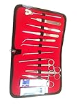 Suture Dissection Training Pack - Sterile Practice Kit - 22 Pcs Advanced Set - for Anatomy, Biology, Veterinary, and Medical Students with Case