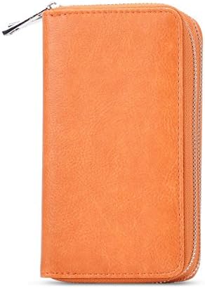 BANGBO Premium PU Leather Double Zipper Wallet Handbag Purse Card Case Money Organizer Phone Holder for Cell Phone IPhone 7/7 Plus/SE/6S/6 Plus/5S and Samsung Galaxy S8/8 Plus/S7/S6, Orange