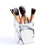 Tenmon PU Material Marble Design Makeup Brush Holder for Concealer Brush Eye Shadow Brush Angled Liner Brush Eyeliner Brush Blending Brush