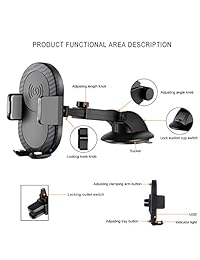 SDBAUX   Cargador de coche inalámbrico, 2 en 1, 10 W, cargador inalámbrico rápido, rejilla de ventilación y soporte, soporte para teléfono para iPhone X, iPhone 8 8 Plus, Samsung Galaxy S9 S8 S7, Note 8 y otros dispositivos compatibles con QI