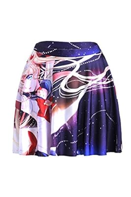 Lady Queen Women's Sailor Moon Stretchy Flared Pleated A-Line Skater Skirt