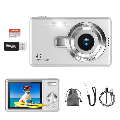 Photo 1 of Digital Camera, Autofocus UHD 4K 50MP Vlogging Camera for Photography with 32GB SD Card, 16X Zoom, Anti-Shake, Portable YouTube Compact Point and Shoot Digital Cameras for Kids Teens Adult Beginner