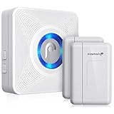 Fosmon WaveLink 51007HOM Wireless Door Open Chime (500 Feet, 52 Tunes, 4 Volume Levels, LED Indicators) - 2 Magnetic Door Entry Alert Security Contact Sensor, 1 Wireless Doorbell Plugin Receiver